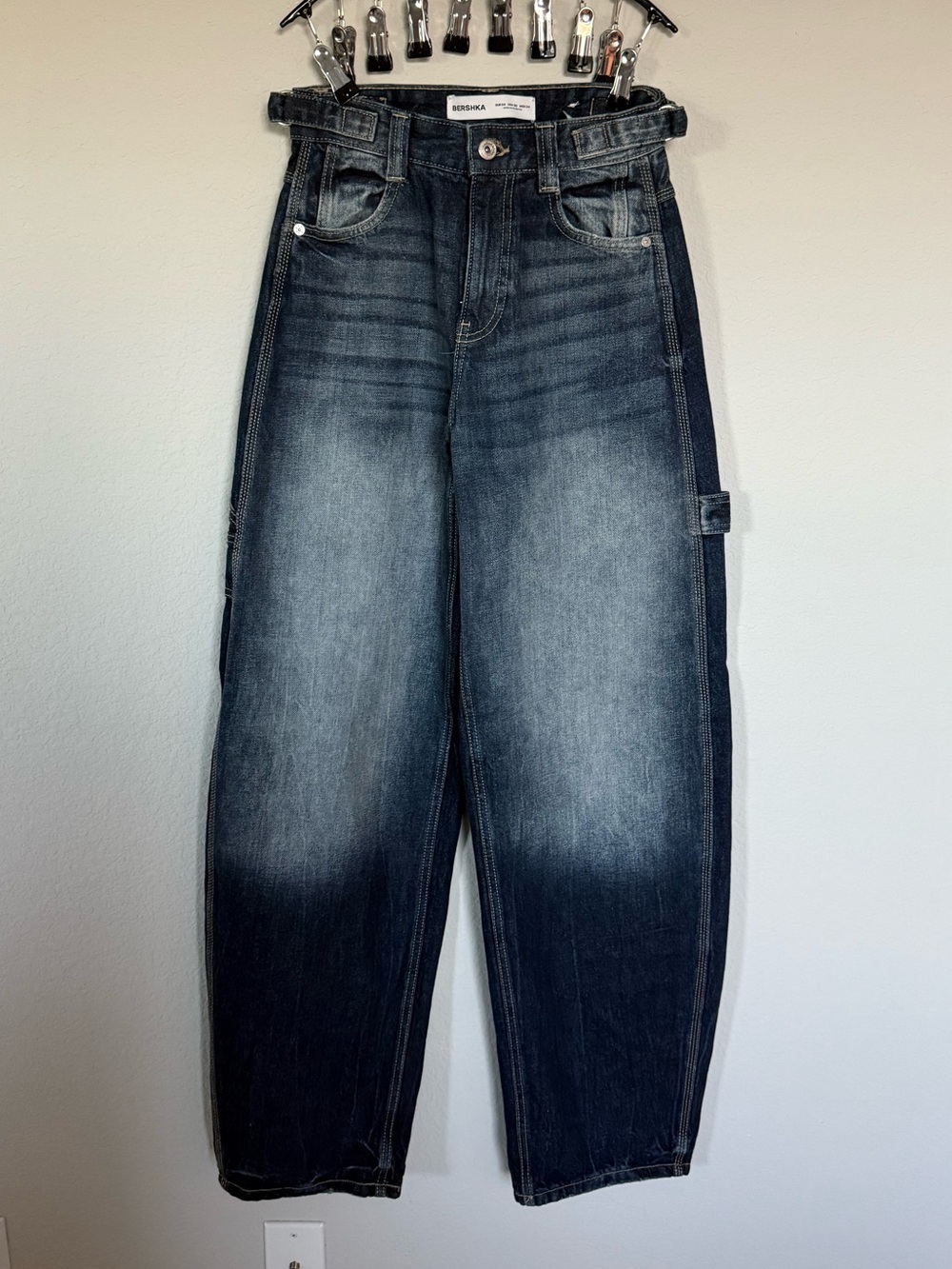 Bershka Baggy Dark Blue Wash Jeans